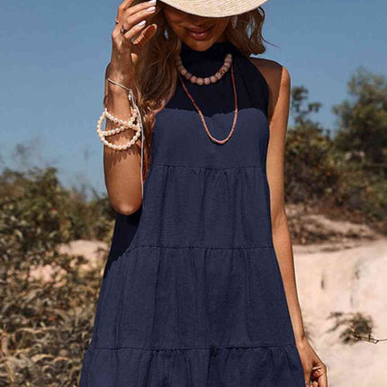 Tie Back Sleeveless Tiered Dress