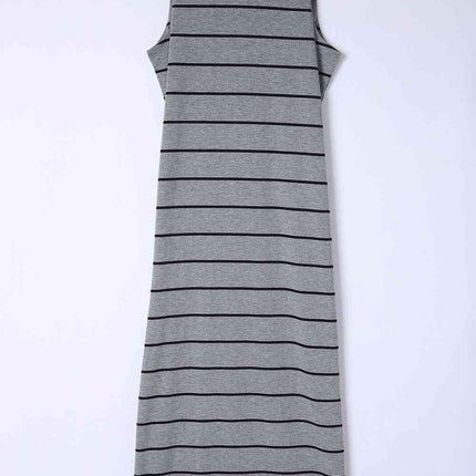 Striped Slit Sleeveless Maxi Dress