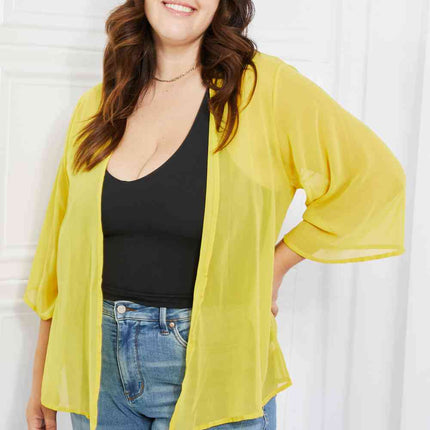Melody Just Breathe Full Size Chiffon Kimono in Yellow