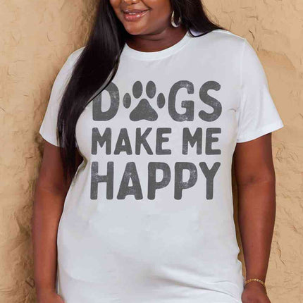 Simply Love Full Size DOGS MAKE ME HAPPY Graphic Cotton T-Shirt