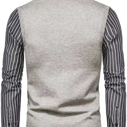 Men's Fake Two Shirts Button Down Shirts Long-Sleeve Work Shirt Spread Collar Tops