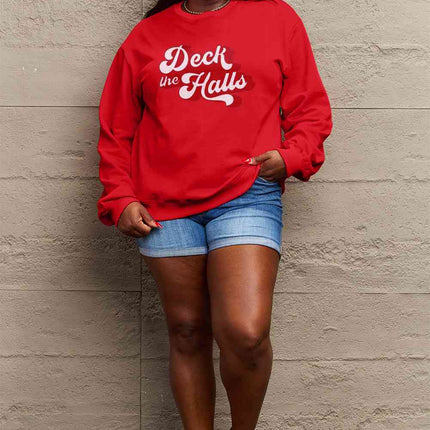 Simply Love Full Size DECK THE HALLS Graphic Sweatshirt
