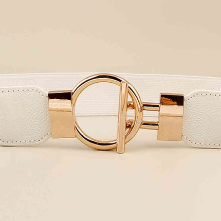 Circle Shape Buckle Zinc Alloy Buckle PU Leather Belt