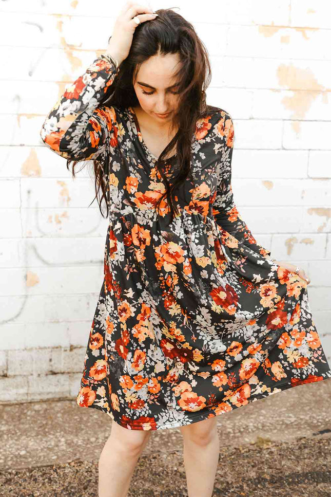 Floral Print Long Sleeve Dress