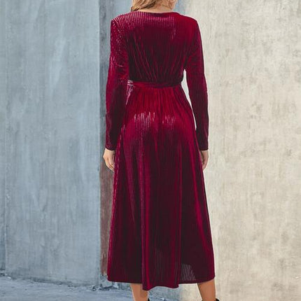 Tie Front Long Sleeve Slit Dress