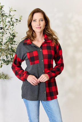 Heimish Full Size Plaid Button Down Shacket