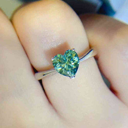 1 Carat Moissanite Heart 925 Sterling Silver Ring