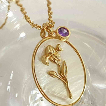 Flower Shell Pendant Copper Necklace