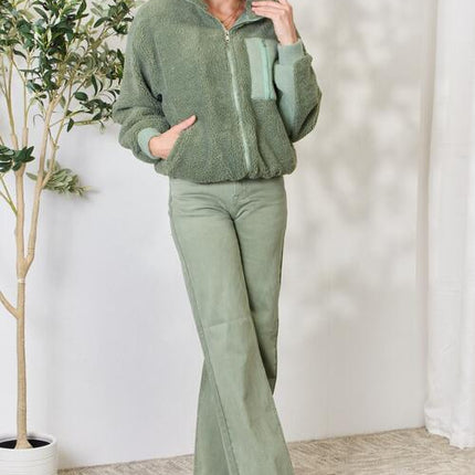 Heimish Full Size Zip Up Collared Neck Jacket - Vickie Lynn's