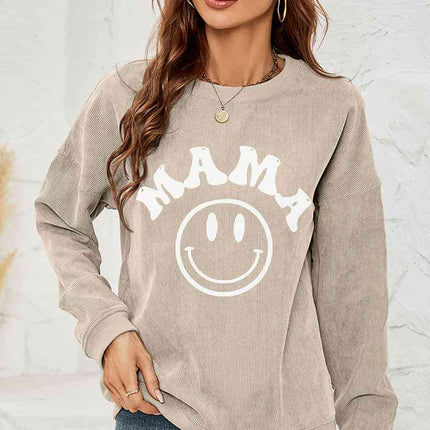 Round Neck Long Sleeve MAMA Graphic Sweatshirt