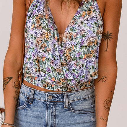 Floral Elastic Waist Cropped Cami