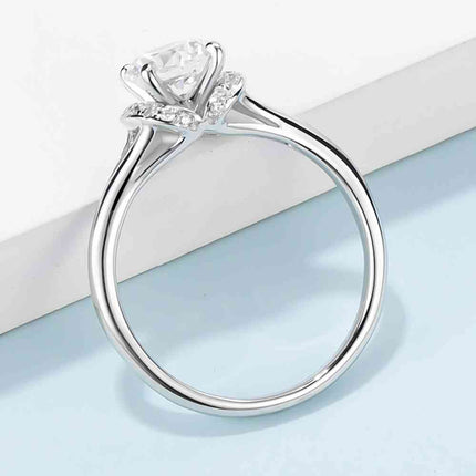 1 Carat Moissanite 925 Sterling Silver Split Shank Ring