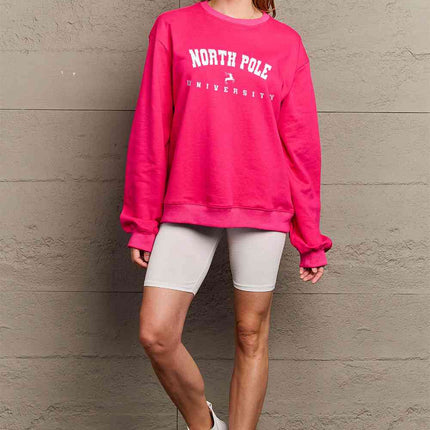 Simply Love Full Size NORTH POLE UNIVERSITY Graphic Sweatshirt