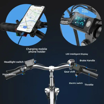 Folding Electric Bike for Adults; 20" Ebike 500W