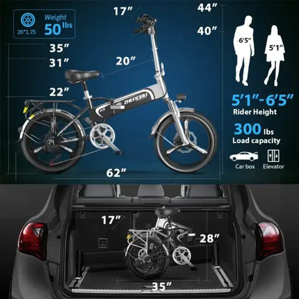 Folding Electric Bike for Adults; 20" Ebike 500W