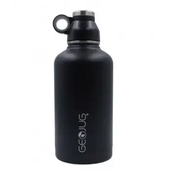 Brentwood GeoJug Botella de agua aislada al vacío de acero inoxidable de 64 oz, color negro