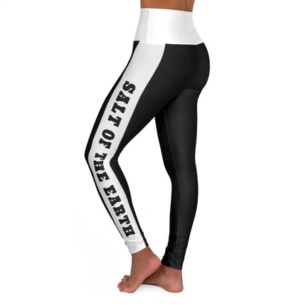 High Waisted Yoga Leggings, Black And White Salt Of The Earth Matthew 5:13 Graphic Style Sports Pants