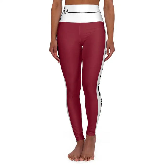 High Waisted Yoga Leggings, Burgundy Salt Of The Earth Matthew 5:13 Beating Heart Sports Pants