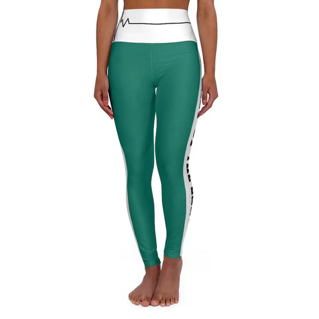 Leggings de yoga de cintura alta, sal verde azulado de la tierra Mateo 5:13 pantalones deportivos con corazón palpitante