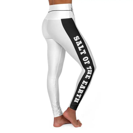 High Waisted Yoga Leggings, White And Black Salt Of The Earth Beating Heart Sports Pants