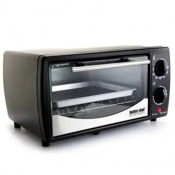 Horno tostador Better Chef de 9 litros, color negro, con frente de acero inoxidable