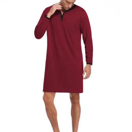 Men'S Long Sleeve Pajamas Button Henley Shirt Casual Cotton Knit Loose Fit Home Hospital