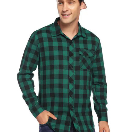 Men's Flannel Plaid Long Sleeve Shirt