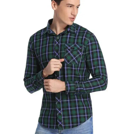 Men's Flannel Plaid Long Sleeve Shirt