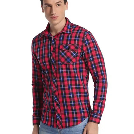 Men's Flannel Plaid Long Sleeve Shirt
