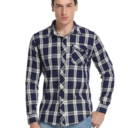 Men's Flannel Plaid Long Sleeve Shirt