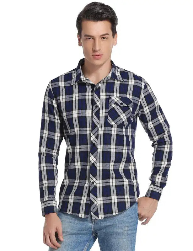 Men's Flannel Plaid Long Sleeve Shirt