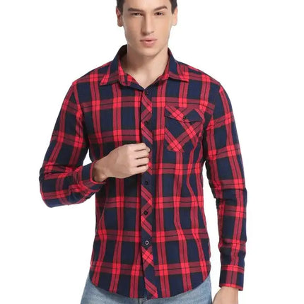 Men's Flannel Plaid Long Sleeve Shirt