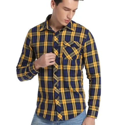 Men's Flannel Plaid Long Sleeve Shirt