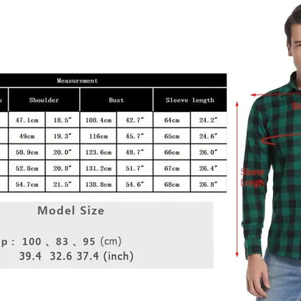 Men's Flannel Plaid Plus Velvet Long Sleeve Shirt