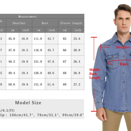 Camisa vaquera de manga larga informal a la moda para hombre 