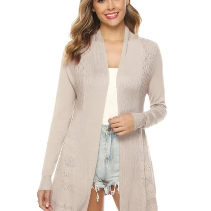 Cárdigan de manga larga de punto abierto para mujer 