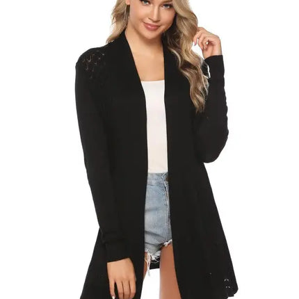 Cárdigan de manga larga de punto abierto para mujer 