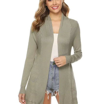 Cárdigan de manga larga de punto abierto para mujer 