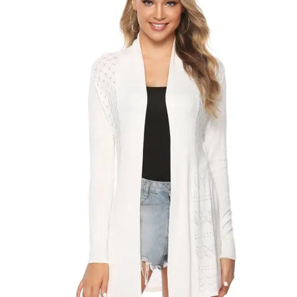 Cárdigan de manga larga de punto abierto para mujer 