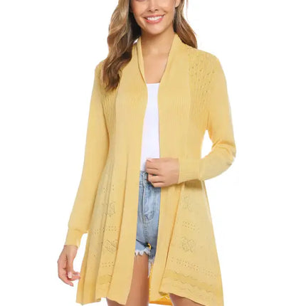 Cárdigan de manga larga de punto abierto para mujer 