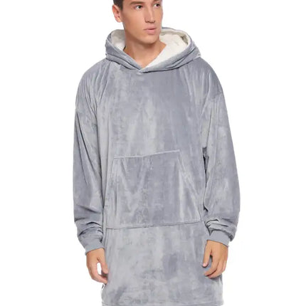 Manta perezosa con bolsillo y capucha de terciopelo de gran tamaño 