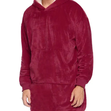 Manta perezosa con bolsillo y capucha de terciopelo de gran tamaño 