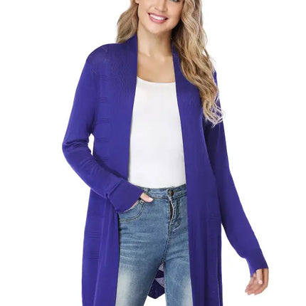 Cárdigan largo calado de punto para mujer 