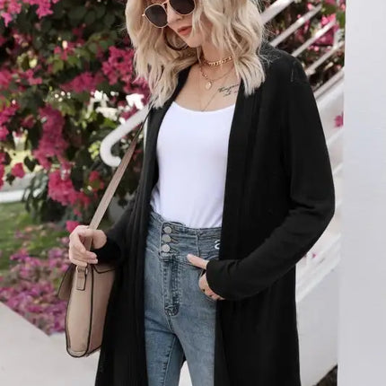 Cárdigan largo calado de punto para mujer 