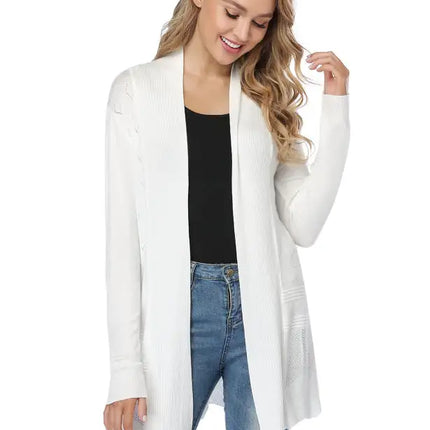 Cárdigan largo calado de punto para mujer 