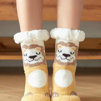 Calcetines navideños para el suelo, pantuflas para dormir en casa, calcetines 