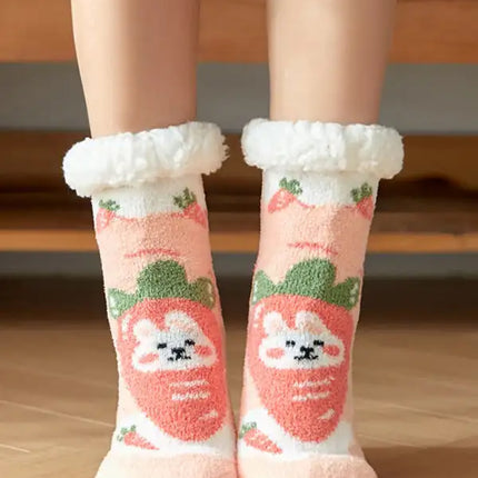 Calcetines navideños para el suelo, pantuflas para dormir en casa, calcetines 