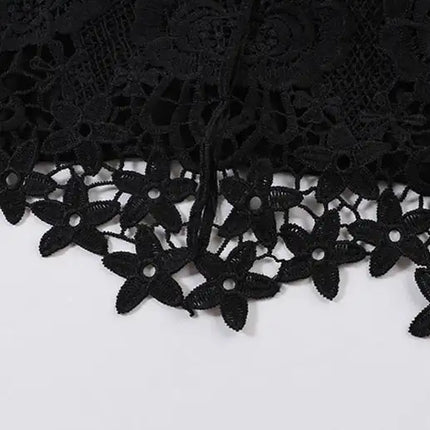 Spaghetti Straps Crochet Lace Hollow Out Bra Thong Lingerie Set