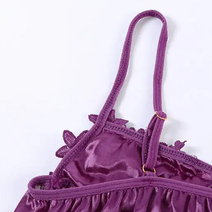 Spaghetti Straps Crochet Lace Hollow Out Bra Thong Lingerie Set