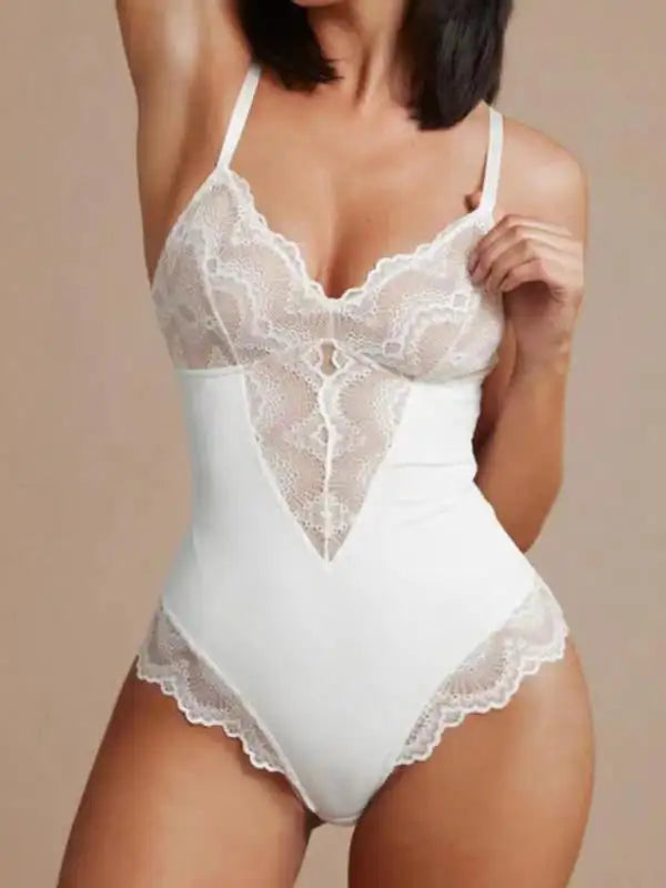 Body sexy con costuras de encaje para mujer, lencería erótica 